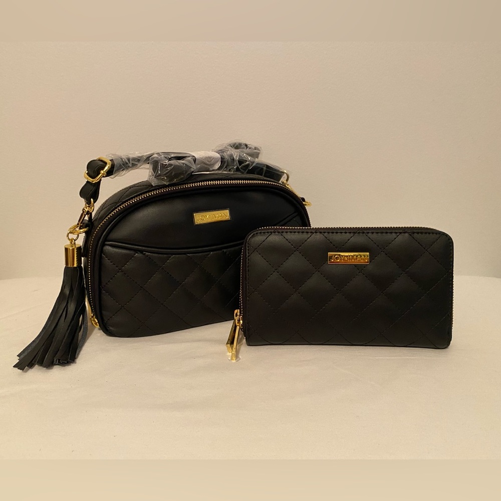 Joy & Iman Matching Black Crossbody Bag and Wallet Black